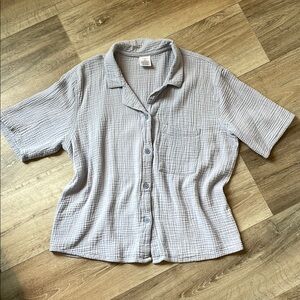 Serra Gray Short Sleeve 100% Cotton Button Down Shirt